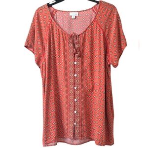 J. Jill Button Up Floral Blouse Size XL